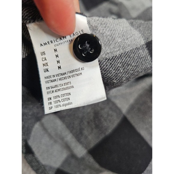 American Eagle Flannel Shirt Mens Medium Button Down Long Sleeve Buffalo Check - Picture 5 of 7